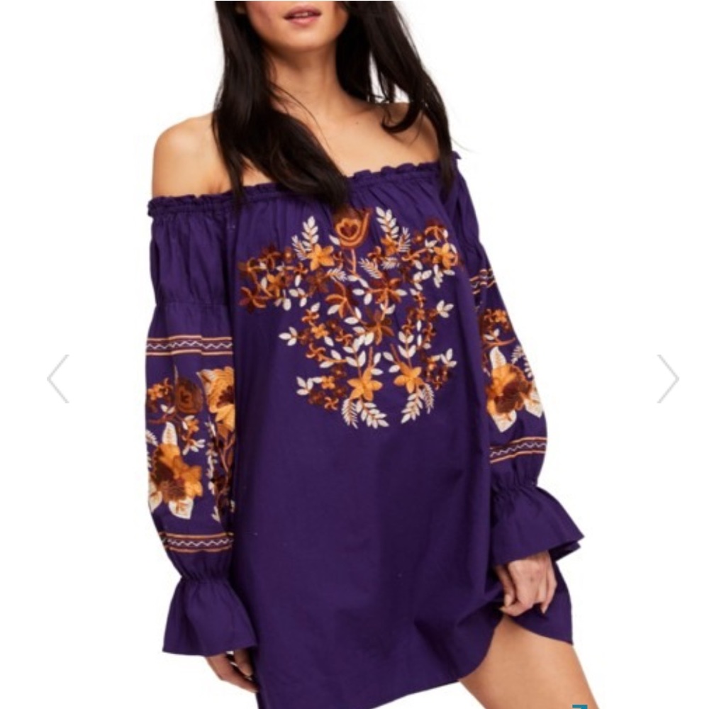 NWT FREE PEOPLE FLEUR DU JOUR EMBROIDERED FLORAL DRESS Boho Romantic Cottagecore - Picture 3 of 8